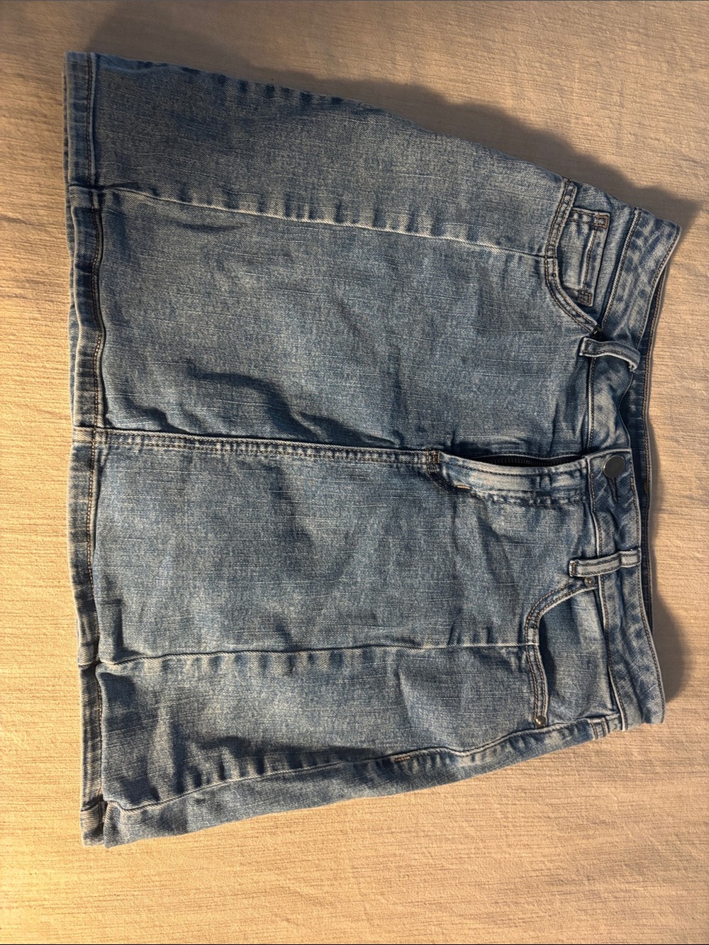 Denim Mini Skirt in Light Blue